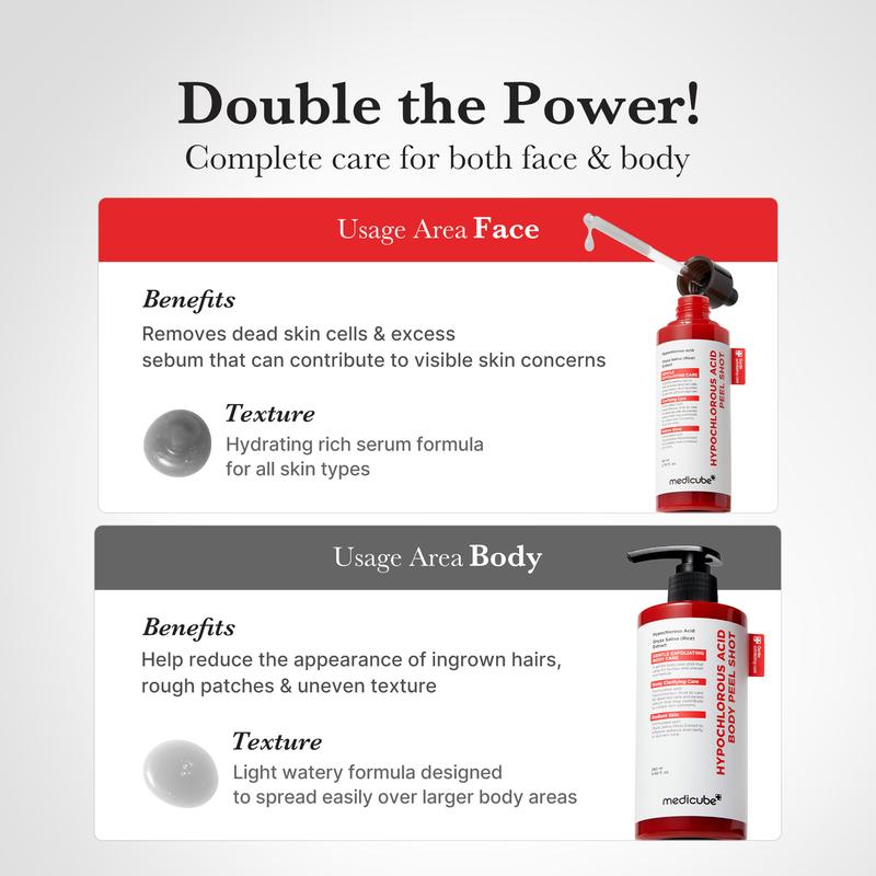 Medicube Rice Peel Shot Duo – Gentle Exfoliating Serum for Face & Body